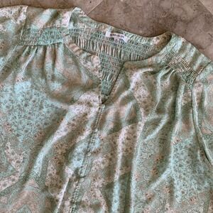 Rose + Olive Women's Blouse Plus 3X Floral Paisley Boho Smocked Chiffon Tunic